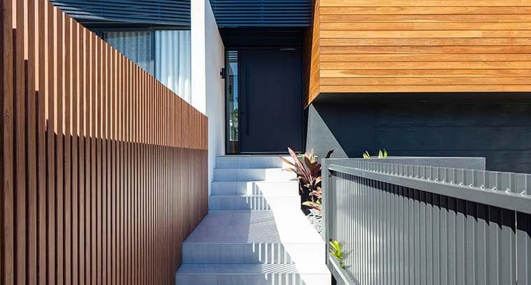 Modern Vertical Wooden Fence — Providing Steel & Mesh in Wagga Wagga, NSW